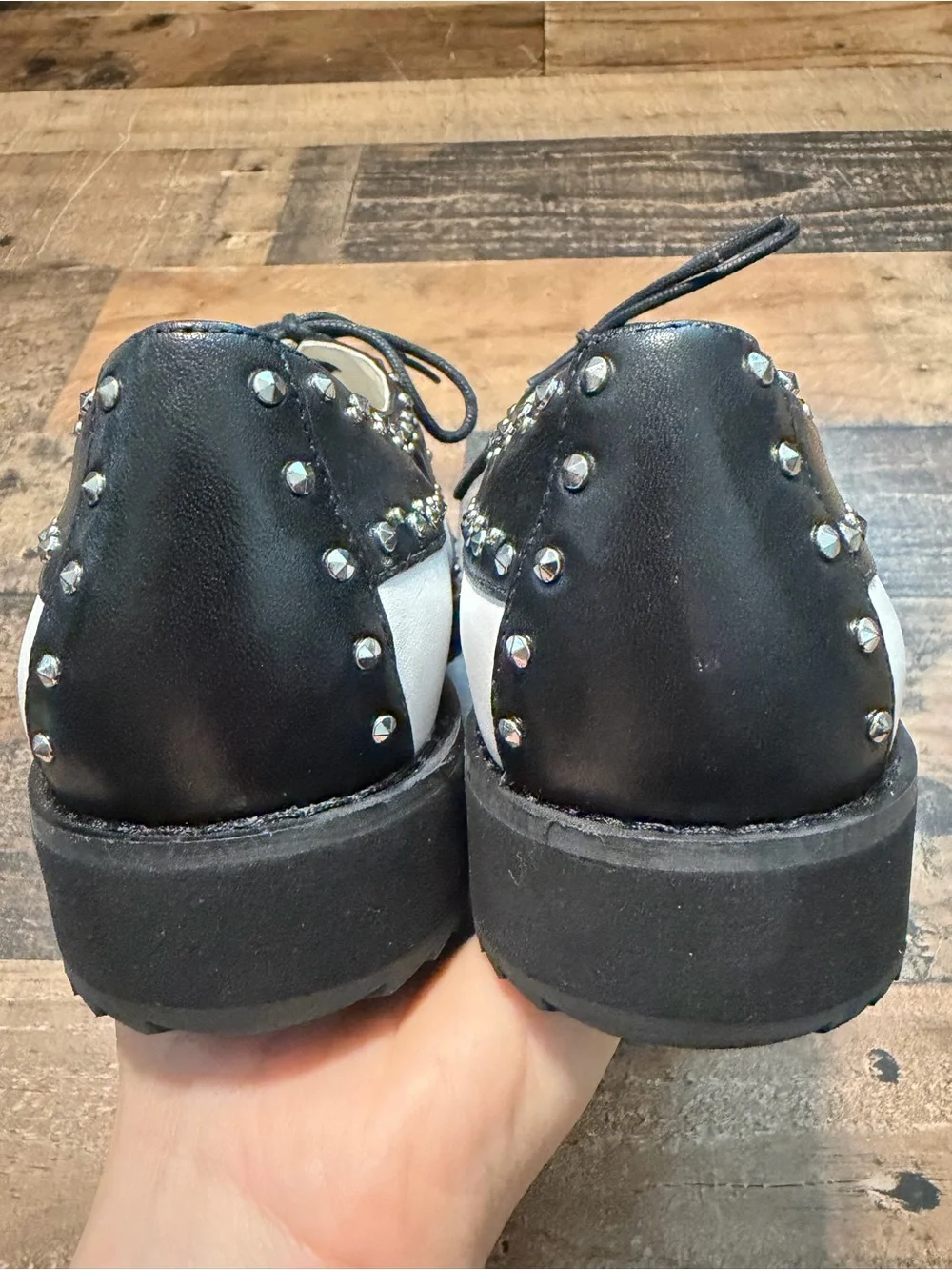 Michael Kors ‘Sophie’ Black & White Studded Leather Oxfords